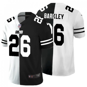 Men's New York Giants #26 Saquon Barkley Black & White Split Stitched Jersey Men's New York Giants #26 Saquon Barkley Black & White Split Stitched Jersey