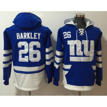 Men's New York Giants #26 Saquon Barkley Blue Ageless Must-Have Lace-Up Pullover Hoodie Men's New York Giants #26 Saquon Barkley Blue Ageless Must-Have Lace-Up Pullover Hoodie