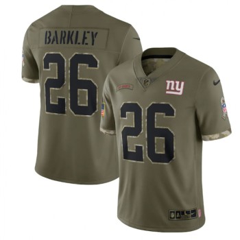 Men's New York Giants #26 Saquon Barkley Olive 2022 Salute To Service Limited Stitched Jersey Men's New York Giants #26 Saquon Barkley Olive 2022 Salute To Service Limited Stitched Jersey
