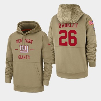 Men's New York Giants #26 Saquon Barkley Tan 2019 Salute to Service Sideline Therma Pullover Hoodie Men's New York Giants #26 Saquon Barkley Tan 2019 Salute to Service Sideline Therma Pullover Hoodie