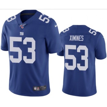 Men's New York Giants #53 Oshane Ximines Blue 2019 100th Season Vapor Untouchable Limited Stitched NFL Jersey Men's New York Giants #53 Oshane Ximines Blue 2019 100th Season Vapor Untouchable Limited Stitched NFL Jersey