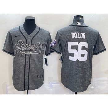 Men's New York Giants #56 Lawrence Taylor Grey With Patch Cool Base Stitched Baseball Jersey Men's New York Giants #56 Lawrence Taylor Grey With Patch Cool Base Stitched Baseball Jersey