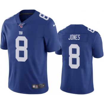 Men's New York Giants #8 Daniel Jones Blue 2019 100th Season Vapor Untouchable Limited Stitched NFL Jersey Men's New York Giants #8 Daniel Jones Blue 2019 100th Season Vapor Untouchable Limited Stitched NFL Jersey