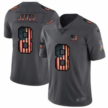 Men's New York Giants #8 Daniel Jones Grey 2019 Salute To Service USA Flag Fashion Limited Stitched NFL Jersey Men's New York Giants #8 Daniel Jones Grey 2019 Salute To Service USA Flag Fashion Limited Stitched NFL Jersey