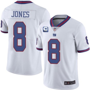 Men's New York Giants #8 Daniel Jones White With 3-star C Patch Limited Stitched Jersey Men's New York Giants #8 Daniel Jones White With 3-star C Patch Limited Stitched Jersey