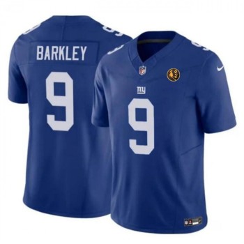 Men's New York Giants #9 Matt Barkley Blue 2023 F.U.S.E. With John Madden Patch Vapor Limited Stitched Football Jersey Men's New York Giants #9 Matt Barkley Blue 2023 F.U.S.E. With John Madden Patch Vapor Limited Stitched Football Jersey