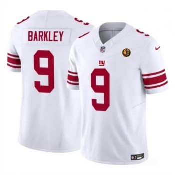 Men's New York Giants #9 Matt Barkley White 2023 F.U.S.E. With John Madden Patch Vapor Limited Stitched Football Jersey Men's New York Giants #9 Matt Barkley White 2023 F.U.S.E. With John Madden Patch Vapor Limited Stitched Football Jersey