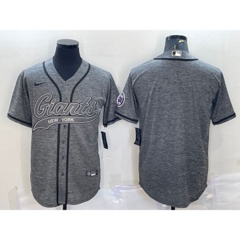 Men's New York Giants Blank Grey With Patch Cool Base Stitched Baseball Jersey Men's New York Giants Blank Grey With Patch Cool Base Stitched Baseball Jersey