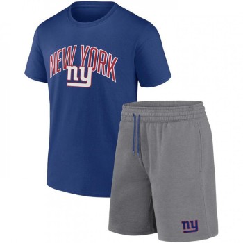 Men's New York Giants Blue/Heather Gray Arch T-Shirt & Shorts Combo Set Men's New York Giants Blue/Heather Gray Arch T-Shirt & Shorts Combo Set