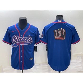 Men's New York Giants Blue Team Big Logo With Patch Cool Base Stitched Baseball Jersey Men's New York Giants Blue Team Big Logo With Patch Cool Base Stitched Baseball Jersey