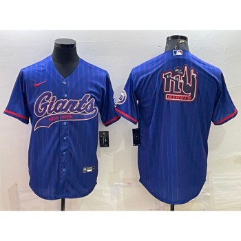 Men's New York Giants Blue Team Big Logo With Patch Cool Base Stitched Baseball Jersey Men's New York Giants Blue Team Big Logo With Patch Cool Base Stitched Baseball Jersey