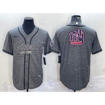 Men's New York Giants Grey Team Big Logo With Patch Cool Base Stitched Baseball Jersey Men's New York Giants Grey Team Big Logo With Patch Cool Base Stitched Baseball Jersey