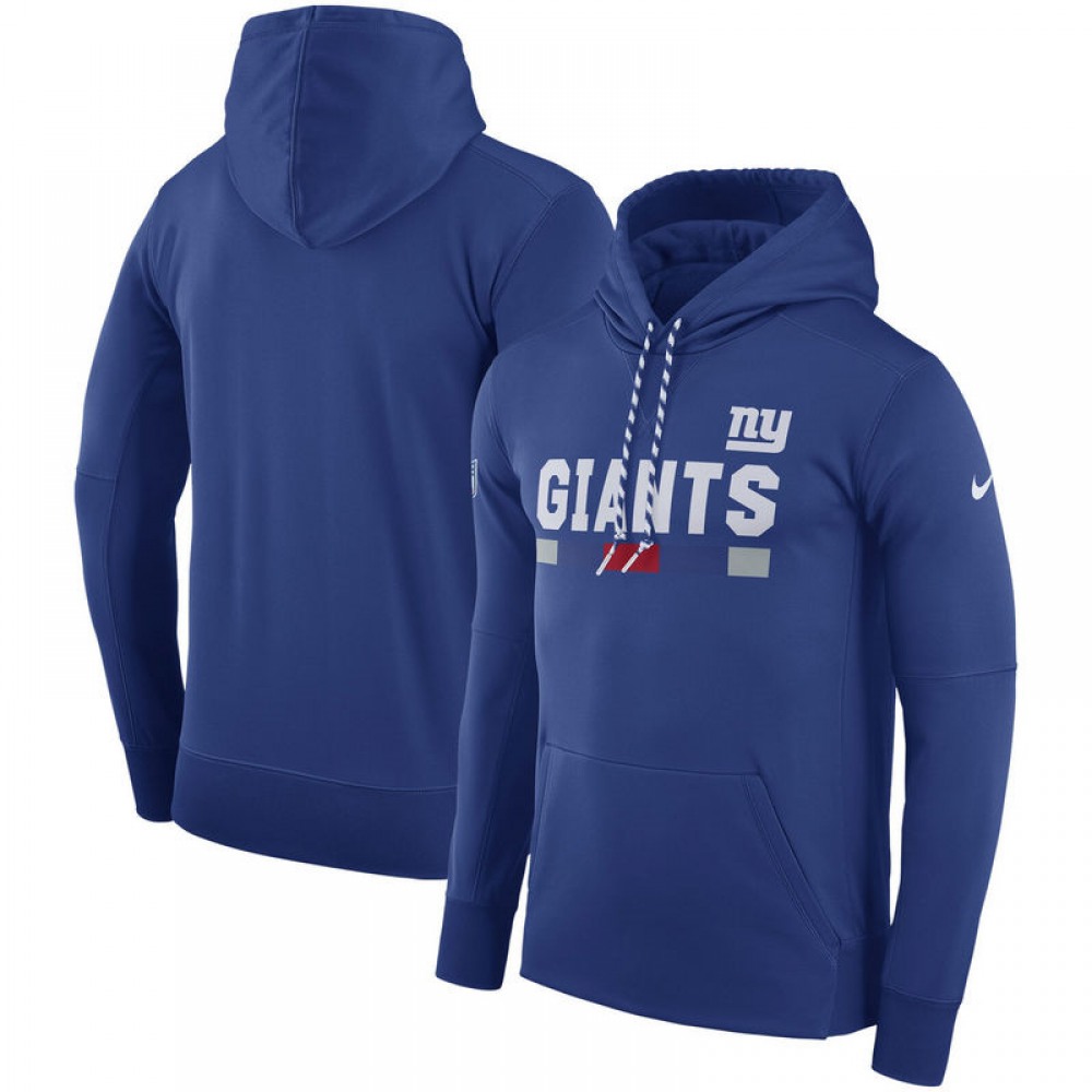 Men's New York Giants Royal Sideline Team Name Performance Pullover Hoodie