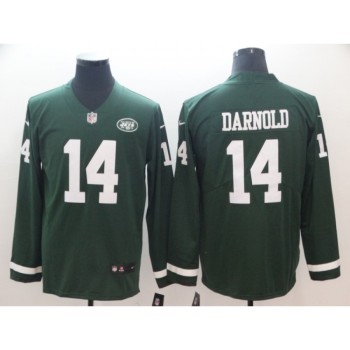 Men's New York Jets #14 Sam Darnold Green Therma Long Sleeve Stitched NFL Jersey Men's New York Jets #14 Sam Darnold Green Therma Long Sleeve Stitched NFL Jersey