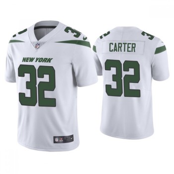 Men's New York Jets #32 Michael Carter 2021 White Vapor Untouchable Limited Stitched Jersey Men's New York Jets #32 Michael Carter 2021 White Vapor Untouchable Limited Stitched Jersey