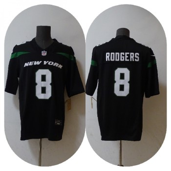Men's New York Jets #8 Aaron Rodgers 2023 F.U.S.E. Black Vapor Untouchable Limited Stitched Jersey Men's New York Jets #8 Aaron Rodgers 2023 F.U.S.E. Black Vapor Untouchable Limited Stitched Jersey