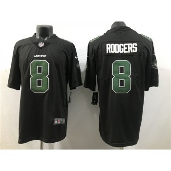 Men's New York Jets #8 Aaron Rodgers Black Stitched Jersey Men's New York Jets #8 Aaron Rodgers Black Stitched Jersey