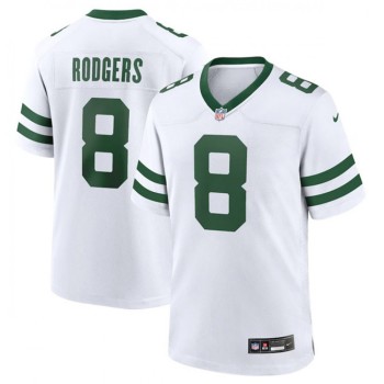 Men's New York Jets #8 Aaron Rodgers White Throwback Player Stitched Game Jersey Men's New York Jets #8 Aaron Rodgers White Throwback Player Stitched Game Jersey