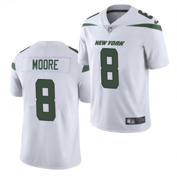 Men's New York Jets #8 Elijah Moore 2021 White Vapor Untouchable Limited Stitched Jersey Men's New York Jets #8 Elijah Moore 2021 White Vapor Untouchable Limited Stitched Jersey