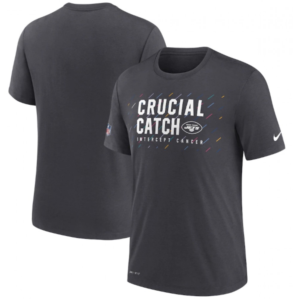 Men's New York Jets Charcoal 2021 Crucial Catch Performance T-Shirt