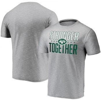 Men's New York Jets Grey Charcoal Stronger Together T-Shirt Men's New York Jets Grey Charcoal Stronger Together T-Shirt