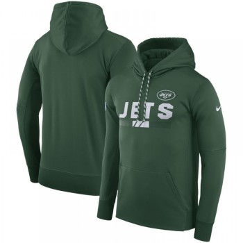 Men's New York Jets Green Sideline Team Name Performance Pullover Hoodie