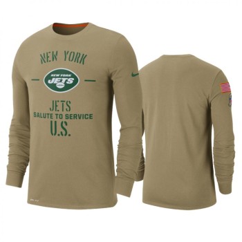 Men's New York Jets Tan 2019 Salute to Service Sideline Performance Long Sleeve Shirt Men's New York Jets Tan 2019 Salute to Service Sideline Performance Long Sleeve Shirt