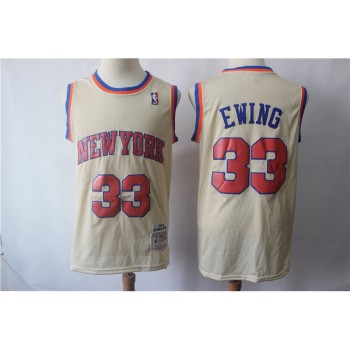 Men's New York Knicks #33 Patrick Ewing Cream Hardwood Classics Stitched Jersey Men's New York Knicks #33 Patrick Ewing Cream Hardwood Classics Stitched Jersey