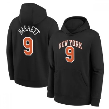 Men's New York Knicks #9 RJ Barrett Black Pullover Hoodie Men's New York Knicks #9 RJ Barrett Black Pullover Hoodie