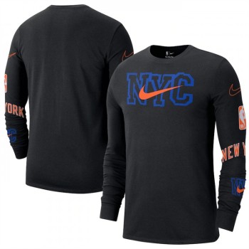 Men's New York Knicks Black 2022/23 City Edition Essential Expressive Long Sleeve T-Shirt Men's New York Knicks Black 2022/23 City Edition Essential Expressive Long Sleeve T-Shirt