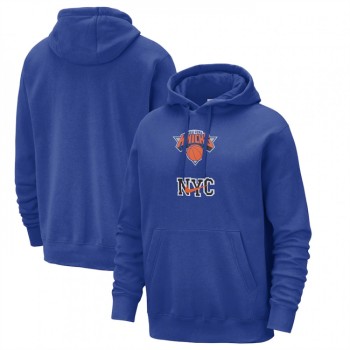 Men's New York Knicks Blue 2023/24 City Edition Essential Club Pullover Hoodie Men's New York Knicks Blue 2023/24 City Edition Essential Club Pullover Hoodie