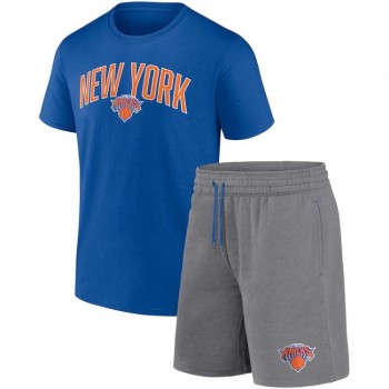 Men's New York Knicks Blue/Heather Gray Arch T-Shirt & Shorts Combo Set Men's New York Knicks Blue/Heather Gray Arch T-Shirt & Shorts Combo Set