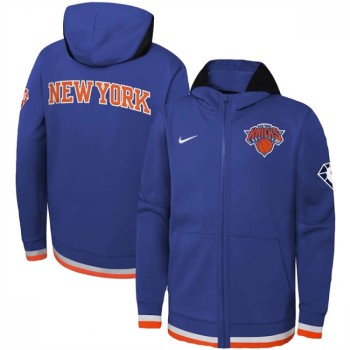 Men's New York Knicks Royal 75th Anniversary Performance Showtime Full-Zip Hoodie Jacket Men's New York Knicks Royal 75th Anniversary Performance Showtime Full-Zip Hoodie Jacket