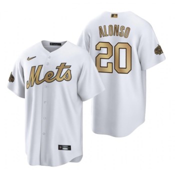 Men's New York Mets #20 Pete Alonso 2022 All-Star White Cool Base Stitched Baseball Jersey Men's New York Mets #20 Pete Alonso 2022 All-Star White Cool Base Stitched Baseball Jersey