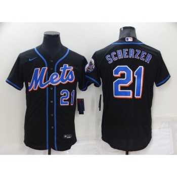 Men's New York Mets #21 Max Scherzer Black Flex Base Stitched Jersey Men's New York Mets #21 Max Scherzer Black Flex Base Stitched Jersey