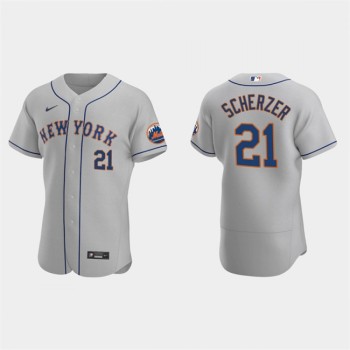 Men's New York Mets #21 Max Scherzer Grey Flex Base Stitched Jersey Men's New York Mets #21 Max Scherzer Grey Flex Base Stitched Jersey