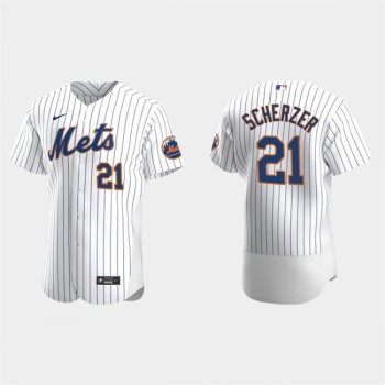 Men's New York Mets #21 Max Scherzer White Flex Base Stitched Jersey Men's New York Mets #21 Max Scherzer White Flex Base Stitched Jersey
