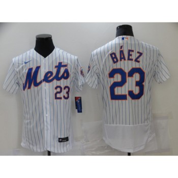 Men's New York Mets #23 Javier Baez White Flex Base Stitched Baseball Jersey