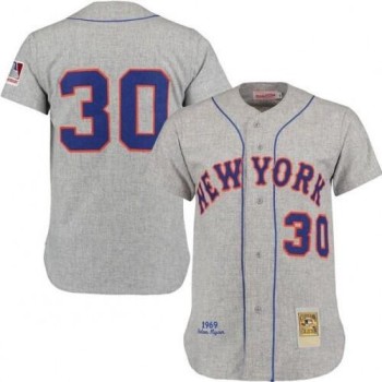 Men's New York Mets 30 Nolan Ryan Grey Stitched Jersey Men's New York Mets 30 Nolan Ryan Grey Stitched Jersey