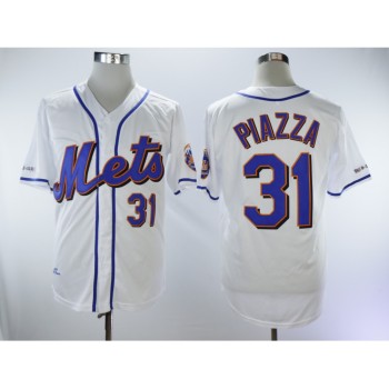 Men's New York Mets #31 Mike Piazza White Throwback Flexbase Stitched MLB Jersey Men's New York Mets #31 Mike Piazza White Throwback Flexbase Stitched MLB Jersey