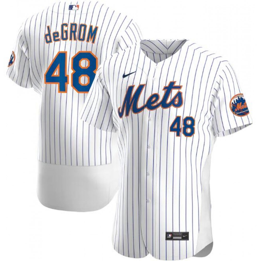Men's New York Mets #48 Jacob deGrom 2020 White Flex Base Stitched MLB Jersey
