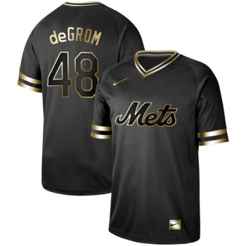 Men's New York Mets #48 Jacob deGrom Black Gold Stitched MLB Jersey Men's New York Mets #48 Jacob deGrom Black Gold Stitched MLB Jersey