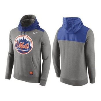 Men's New York Mets Gray Cooperstown Collection Hybrid Pullover Hoodie