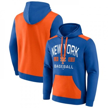 Men's New York Mets Royal/Orange Chip in Pullover Hoodie