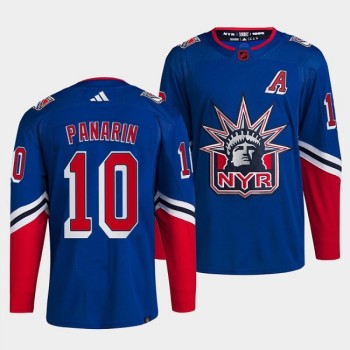 Men's New York Rangers #10 Artemi Panarin Blue 2022-23 Reverse Retro Stitched Jersey Men's New York Rangers #10 Artemi Panarin Blue 2022-23 Reverse Retro Stitched Jersey