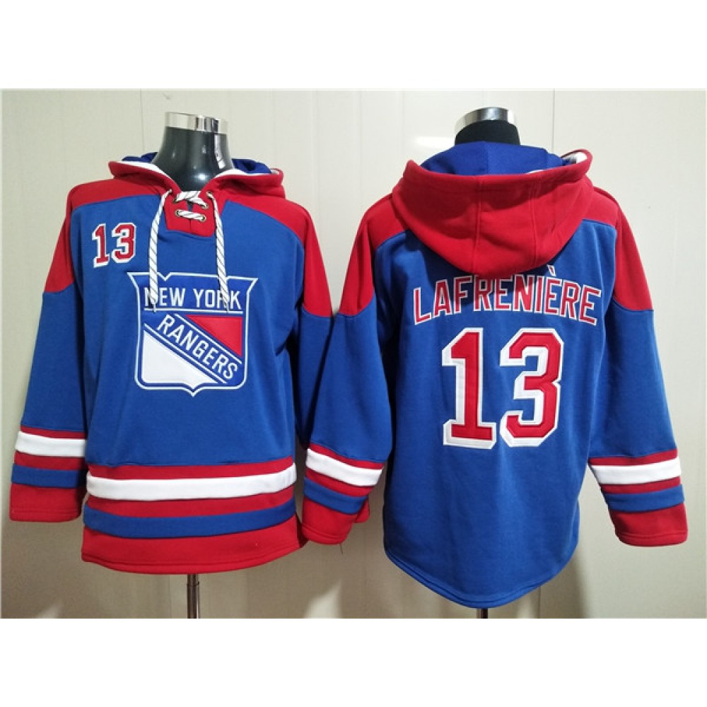 Men's New York Rangers #13 Alexis Lafreniere Blue Ageless Must-Have Lace-Up Pullover Hoodie