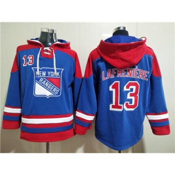 Men's New York Rangers #13 Alexis Lafreniere Blue Ageless Must-Have Lace-Up Pullover Hoodie Men's New York Rangers #13 Alexis Lafreniere Blue Ageless Must-Have Lace-Up Pullover Hoodie