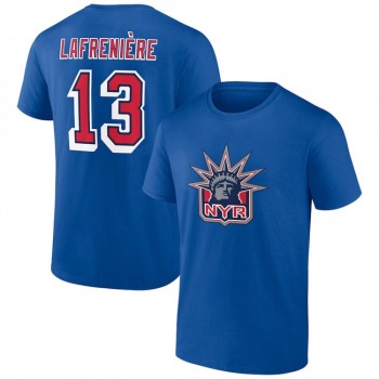 Men's New York Rangers #13 Alexis Lafreniere Blue T-Shirt Men's New York Rangers #13 Alexis Lafreniere Blue T-Shirt