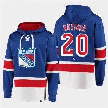 Men's New York Rangers #20 Chris Kreider Royal All Stitched Sweatshirt Hoodie Men's New York Rangers #20 Chris Kreider Royal All Stitched Sweatshirt Hoodie
