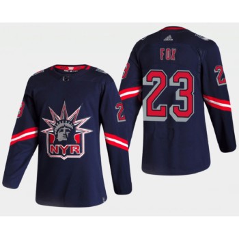 Men's New York Rangers #23 Adam Fox 2021 Navy Reverse Retro Stitched Jersey Men's New York Rangers #23 Adam Fox 2021 Navy Reverse Retro Stitched Jersey